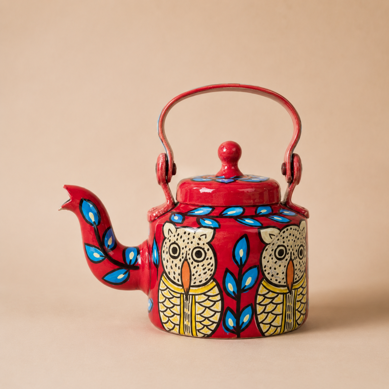 Hanpainted Owl Kettle